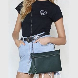 i WANT it Emerald Tassle Crossbody Bag Chain Strap Purse